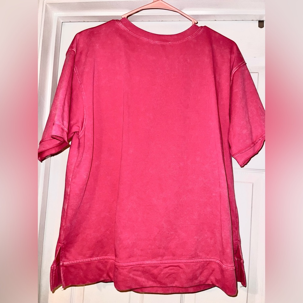 JODIFL Pink and Cream Bow Oversized Sweatshirt Tee - Picture 4 of 4